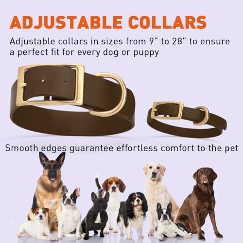 Viper Biothane Heavy Duty Waterproof Dog Collar Strong Coated Nylon Webbing w/Solid Brass Hardware Odor-Proof Easy to Clean High Performance Fits Small Medium or Large Dogs, Dark Chocolate Brown