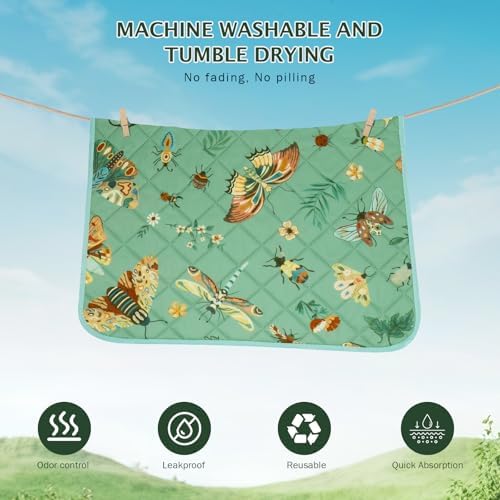 IEUUMLER Washable Pee Pads for Dogs, 1 Pack Insect Pattern Reusable Waterproof Puppy Potty Pads, Non-Slip Absorbent Pet Training Pads for Playpen Crate Bed EU014