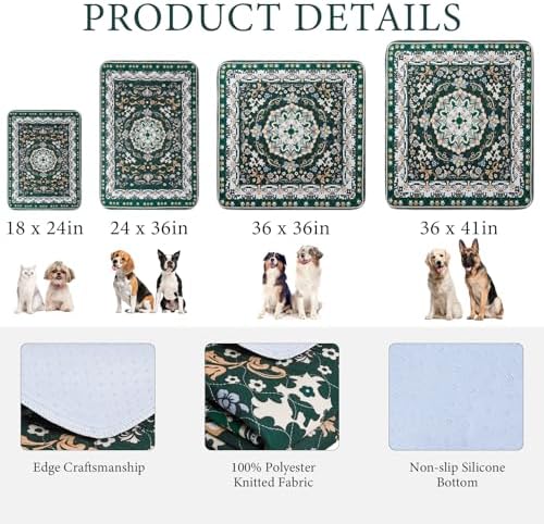 Homimp Washable Pee Pads for Dogs, 2 Pack Reusable Puppy Pads Waterproof, Absorbent and Leakproof Dog Pee Pads, Non Slip Puppy Training Pads, Pet Mat for Floor, Crate, Couch, Whelping,Green, 18"x24"