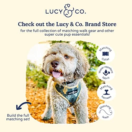 Lucy & Co. Looking Sharp Dog Poop Bag Holder - Leak Proof Dispenser - Hygienic Pet Poop Pickup - Green Gold Cactus