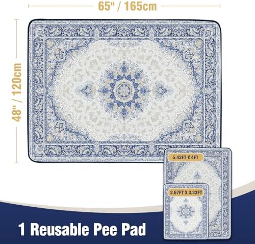 DEEP DEAR Washable Dog Pads 65"x48" 1 Pack, Reusable Dog Pee Pads Extra Large, Super Absorbent Puppy Pads XXL, Waterproof & Leak-Proof Pee Pads for Dogs, Non-Slip Training Pads for Pet Housebreaking