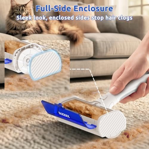 ACE2ACE Pet Hair Remover, Reusable Lint Roller with Translucent Bin, Blue