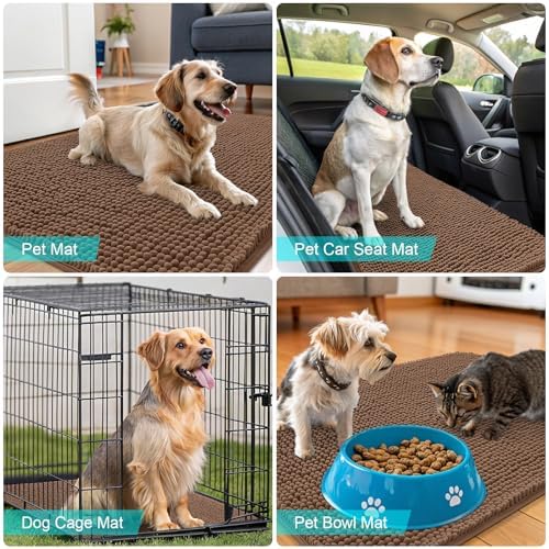 OLANLY Dog Door Mat for Muddy Paws 54x32, Super Absorbent Chenille Mud Mat