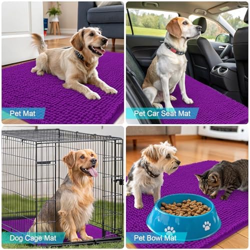 OLANLY Dog Door Mat for Muddy Paws 40x24, Super Absorbent Chenille Mud Mat