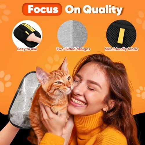 Electrostatic Pet Hair Remover Glove, Upgrade Reusable Pet Grooming Mitt, Efficiently Remove Cat & Dog Fur from Couch, Furniture, Carpet, Car Seats