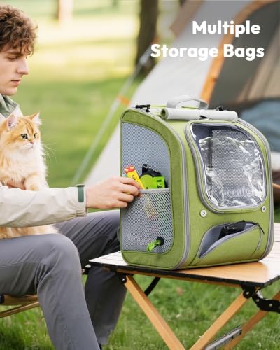 Pecute Cat Backpack Carrier,Large Space Cat Bubble Backpack,Light Green