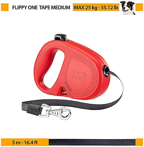Retractable Leash for Medium Large Dogs Flippy ONE Tape M, 5 m extendable Tape, max 25 kg, Red