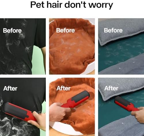 PAKEWAY 2 Pack Pet Hair Remover for Couch & Carpet, Reusable Lint Roller with Self-Cleaning Base, Dog & Cat Fur Remover, Portable Hair Removal Tool