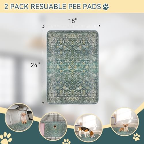 Washable Pee Pads for Dogs, 100% Waterproof Leakproof Reusable Puppy Pads, Super Absorbent & Non-Slip Whelping Training Pads Litter Mat for Furniture Protector Pet Housebreaking