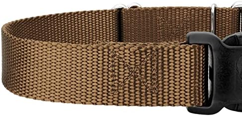 Martingale Dog Collar - Heavy Duty Nylon Adjustable Martingale Dog Collar with Plastic Buckle for Small Medium Large Breeds - 30+ Colors (5/8 Inch, Extra Small, Coyote Tan)