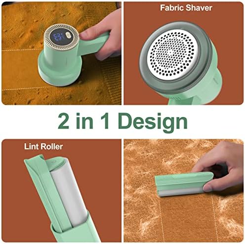 HOMEASY Fabric Shaver, Rechargeable Lint Remover for Clothes Green