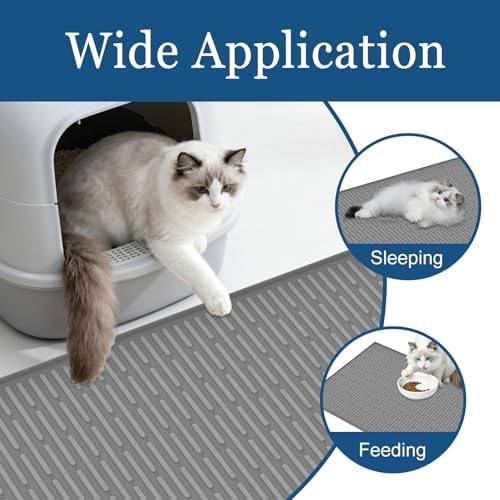 XXL Extra Large Silicone Cat Litter Trapping Mat for Scatter Control, 40"x30"(100cmx75cm) Waterproof Kitty Litter Box mat for Floor, Soft on Kitty Paws, Easy to Clean, Light Gray
