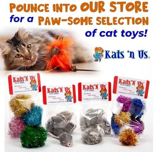 4 Pack Handmade Cat Toy Refill Kit with 21 Inch Wand