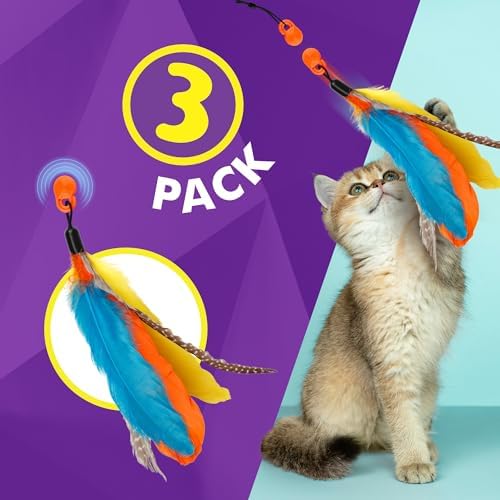 Cat Amazing Snatch Feathers Replacement Pack - 3 Magnetic Feather Attachments for The Snatch Magnetic Wand - Cat Toy Feathers β Cats Can Really Catch!