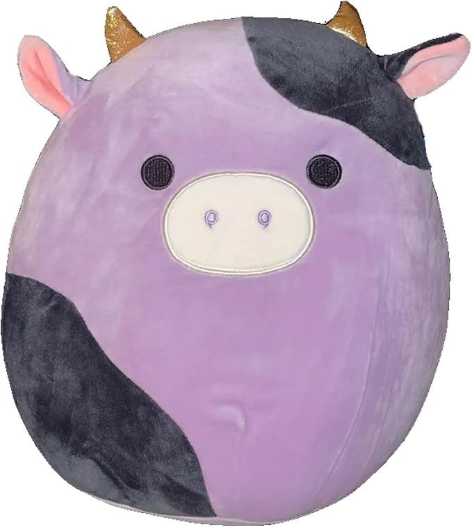 Squishmallow Official Kellytoy Collectible Plush Farm Squad Squishy Soft Animals Cows Pigs Chickens (Purple/Black/Gold, Alexie Cow, 14 Inch)