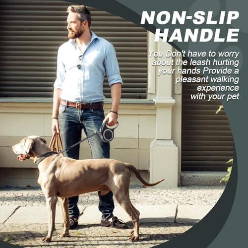 Retractable Dog Leash, 30 FT/ 20 FT Dog Walking Leash for Small Medium Large Dogs up to 77 lbs/ 44 lbs, Heavy Duty No Tangle (Black, 20 FT (0-44 lbs))