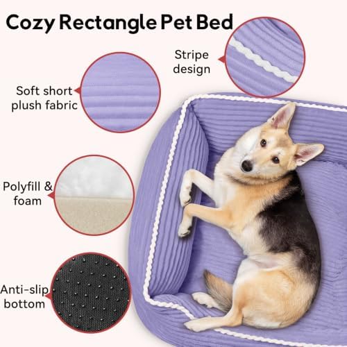 Zerbuger 25in Violet Rectangle Cat Dog Bed Machine Washable Sleeping Sofa