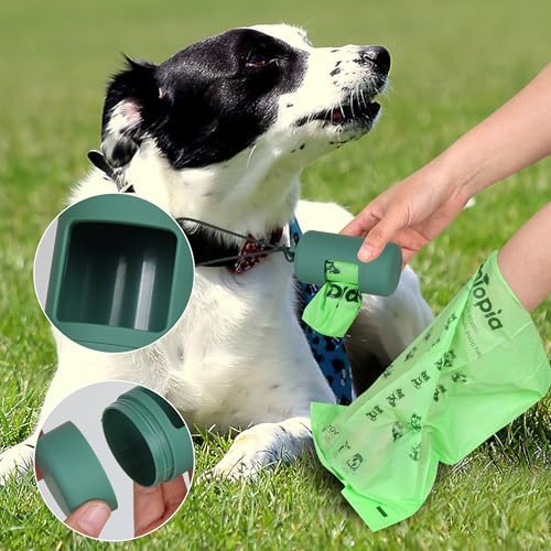 Dog Poop Bag Holder, Smooth Dispensing Poop Bag Holders for Leashes,Poop Bags Dispenser for Dogs,Lightweight Plastic Dispenser with Elastic Loop (only green holder)