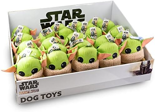 Buckle-Down Dog Toy, Mandalorian, Plush Squeaker Star Wars The Child Sitting Pose, Baby yoda, 8" x 8" (DTPT-SWBIF) for All Breed Sizes
