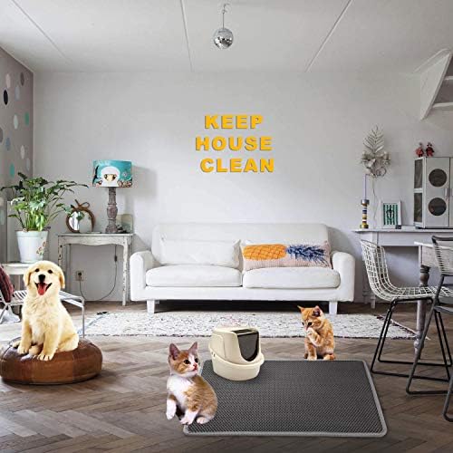 LeToo Cat Litter Mat Large 30 x 24 in No Phthalate Non-Slip Urineproof Grey