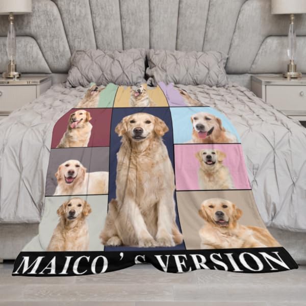 Custom Pet Portrait Blankets with Photos, Pet Memorial Gift for Pet Dog Lovers, Personalized Dog Blanket in Loving Memory Blanket for Dog Lovers Dog Mom Dog Dad, Cat Blanket, Puppy Blanket S