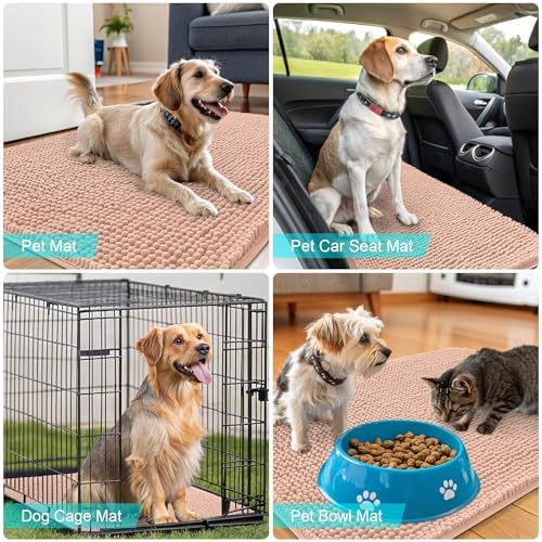 OLANLY Dog Door Mat for Muddy Paws 59x24, Super Absorbent Chenille Mud Mat