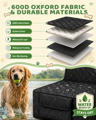 Victoper Dog Car Seat Cover, 600D Heavy Dute Car Seat Cover for Dogs Pets,100% Waterproof Anti-Scratch Nonslip Dog Seat Cover for Cars, Seat Covers Protector for Sedan SUV Truck Small Black