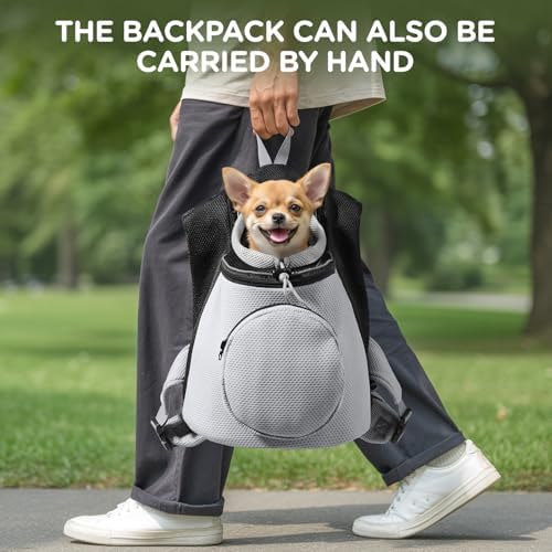 BONTHEE Pet Dog Backpack Carrier Small Pet Front Backpack,Ventilated Mesh Dog Travel Back Pack with Sturdy PE Bottom Support, Chest Buckle for Small Dogs & Cats, Outdoor Hiking for Pets Up to 10 lbs