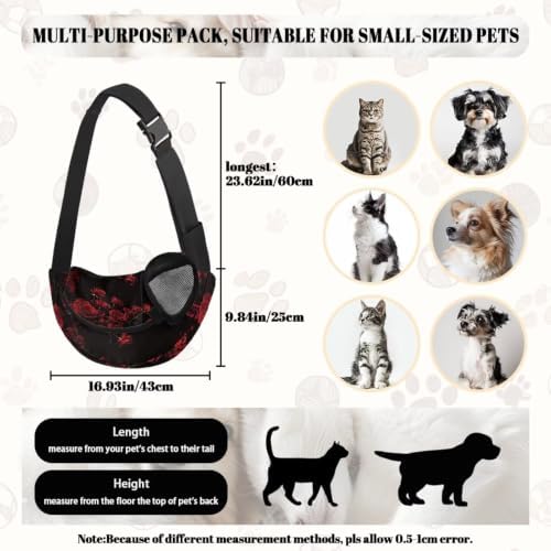 COEQINE Gothic Dog Backpack Carrier for Small Dogs Sling Bag Pet Crossbody