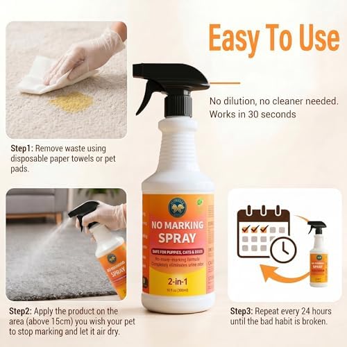 Florielle No Pee Spray for Dogs Cats, Indoor&Outdoor, Pet Urine Odour Remover, No Marking Repellent for Pet, Dog Pee Deterrent, Pee Stopper, Anti-Marking Potty Training for Puppy, 10 Fl Oz