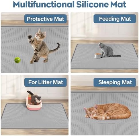 Lorvain Cat Litter Mats,45"x30" Extra Large Silicone Cat Mat for Litter Box