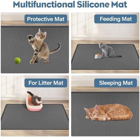Lorvain Cat Litter Mats,45"x30" Extra Large Silicone Cat Mat for Litter Box