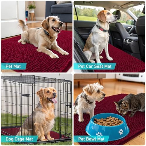 OLANLY Dog Door Mat for Muddy Paws 44x24, Super Absorbent Chenille Mud Mat