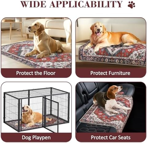 Washable Pee Pads for Dogs, 2 Pack Reusable Puppy Pads Absorbent Training Pads for Dogs Waterproof Dog Mat Non-Slip Whelping Pet Mat (Red/Rhombus, 36“×41”-2Pack)