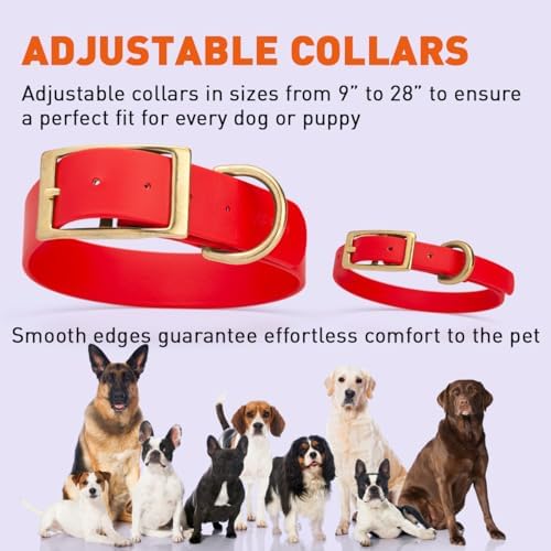 Viper Biothane Heavy Duty Waterproof Dog Collar Strong Coated Nylon Webbing w/Solid Brass Hardware Odor-Proof Easy to Clean High Performance Fits Small Medium or Large Dogs, Cherry Red