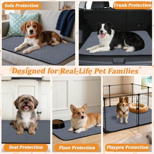 Washable & Reusable Pee Pads for Dogs, 2 Pack, 48 x 48 Inch