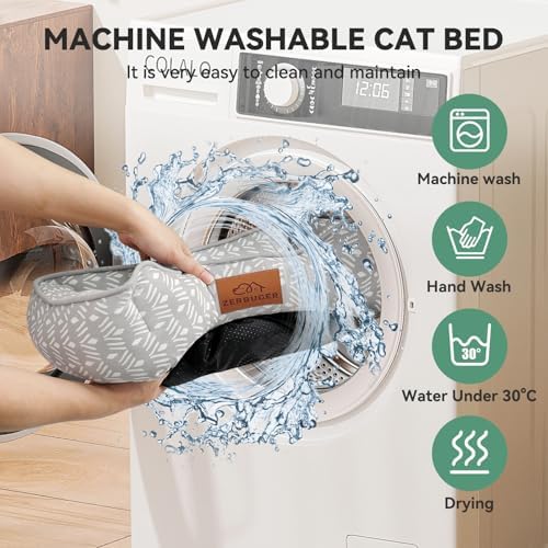 Zerbuger 20in Grey Pattern Rectangle Cat Dog Bed Machine Washable Sofa