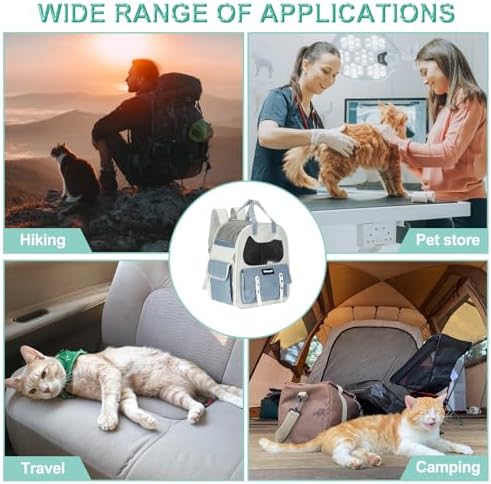 Cat Pet Backpack Carrier Blue 12"x8"x14" Travel Bag