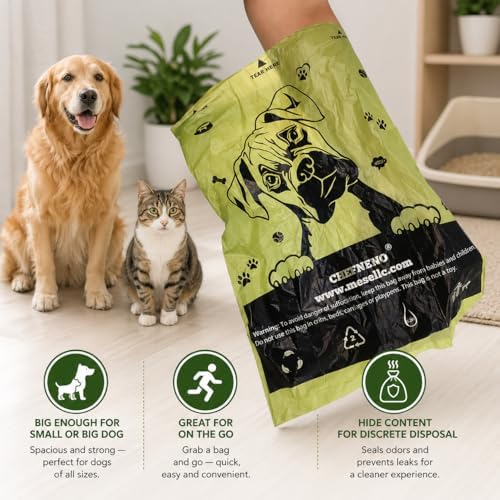 Dog Poop Bags One Big Roll (600 ct.) Doggy Poop Bags Pet Waste Pickup Bag Cat Waste Disposal Bags (1 Roll, 600 Bags)