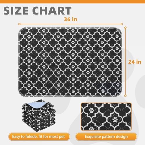 KOOLTAIL Washable Pee Pads for Dogs, 4 Packs Super Absorbent Leakproof & Non-Slip Dog Pee Pad Large, Reusable Puppy Training Pads Waterproof, Pet Mat Rug for Whelping, Floor, Crate, Car, Cats 24"x36"