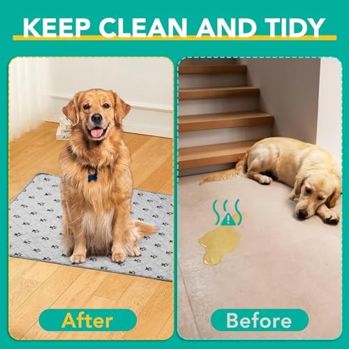 FUWERY Extra Large Washable Pee Pads for Dogs, 72"X72", Grey, 2 Packs
