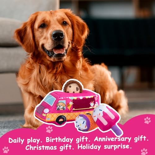 Hollypet Squeaky Hide and Seek Dog Toys for Small and Medium, Ice Cream