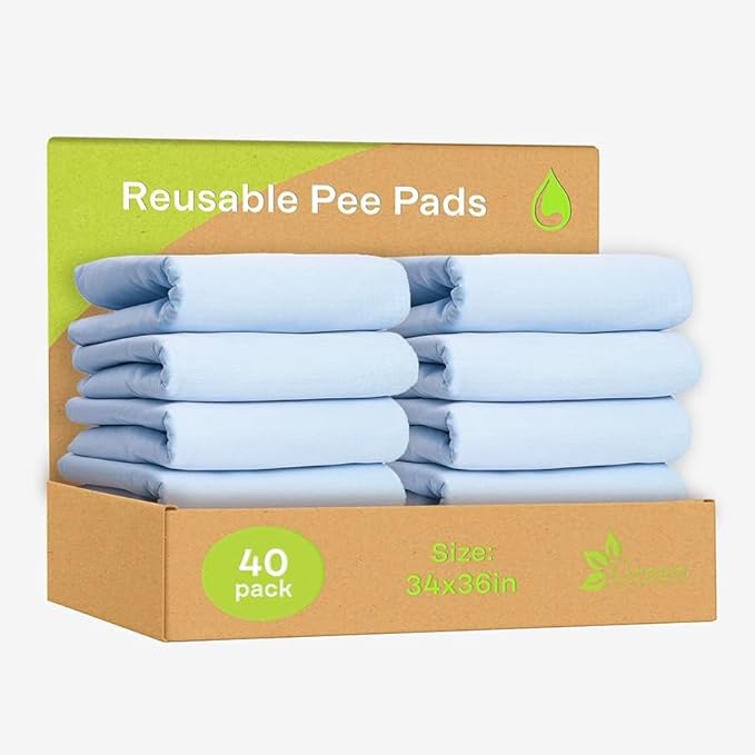Washable Underpads - Large Bed Pads for use as Incontinence Bed Pads, Reusable Pet Pads, Great for Dogs, Cats, Bunny, Seniors Bed Pad (Pack of 20 - 34x36), Blue