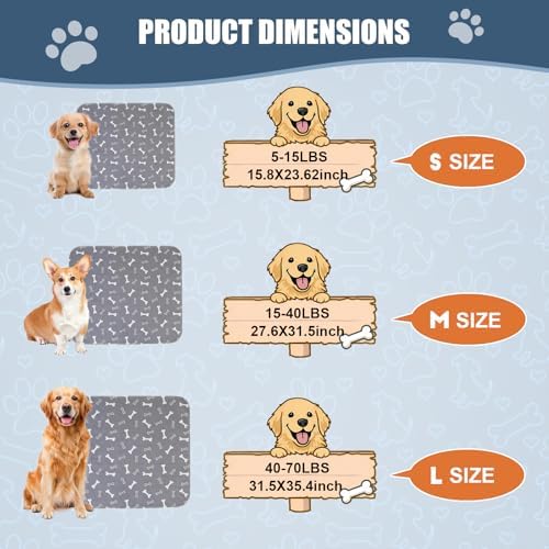 Puppy Pee Pads with Pheromones,Washable and Reusable Pee Pads for Dogs,Waterproof and Leak-Proof,Non-Slip Base Training Pads Suitable for Home,Travel and Dog Crates(Blue Bone,L:35.4*31.5in)