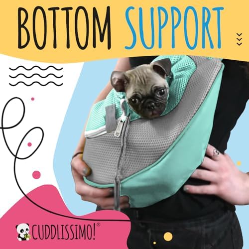 Cuddlissimo Small Dog Sling Carrier, Pet Cat Sling, Puppy Pouch - Lagoon-S