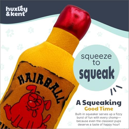 Huxley & Kent Power Plush Squeaky Dog Toy, Hairball Cinnamon Whisky, Lg