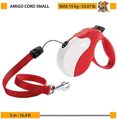 Ferplast Retractable Dog Lead Extendable Dog Leash Amigo Cord S, Retractable Cord, 5 m, Max 15 kg, Light Blue