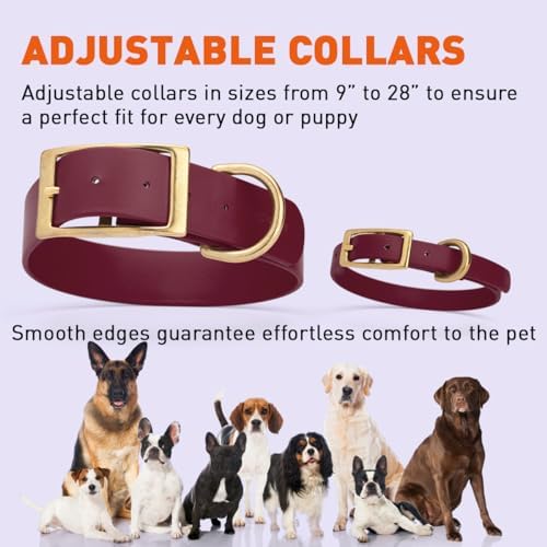 Viper Biothane Heavy Duty Waterproof Dog Collar Strong Coated Nylon Webbing w/Solid Brass Hardware Odor-Proof Easy to Clean High Performance Fits Small Medium or Large Dogs, Merlot Burgundy