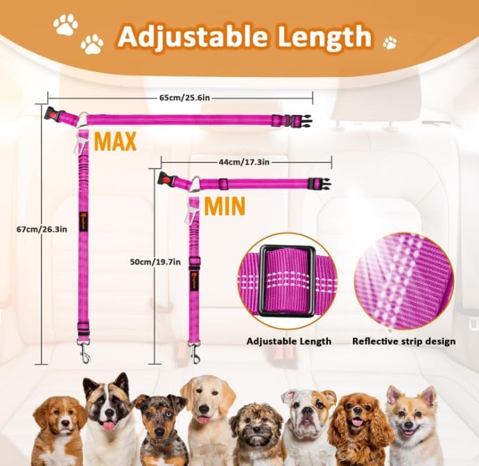 Laqibak Removable Dog Seat Belt Harness for Car, 3 in 1 Pet Seatbelt Leash