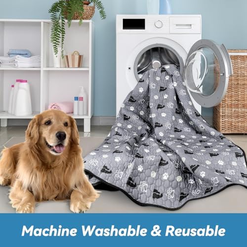 Washable Pee Pads, 18" x 24", 4 Pack Waterproof Reusable Pet Training Pads, Non Slip Bowl Mats with Great Absorption, Reusable Puppy Pee Pads for Floor, Sofa, Car